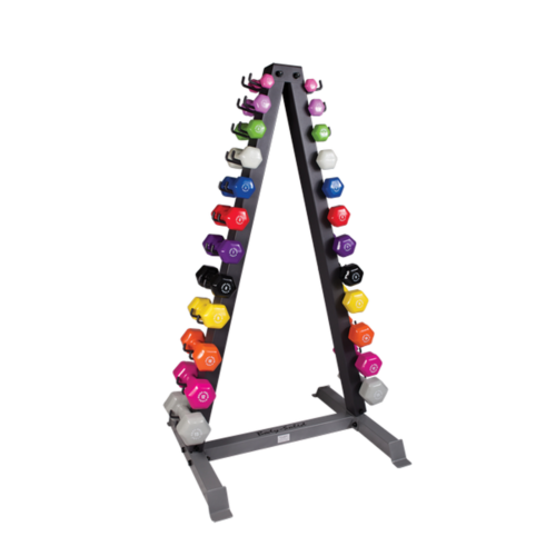 BODY SOLID 12 PAIRS VINYL DUMBBELLS 1-15LBS, WITH RACK